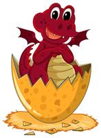 Red dragon hatching egg vector