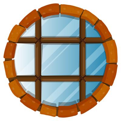 Window with round bricks on border