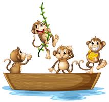 Monkeys on boat vector