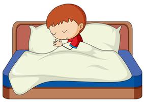 A boy sleeping on the bed vector