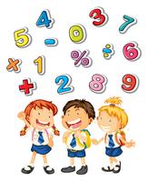 School kids and many numbers vector