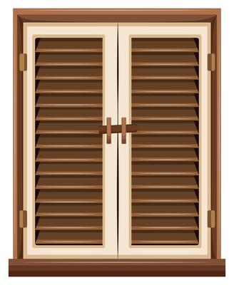 Window design with brown frame