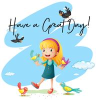 Little girl with phrase have great day vector