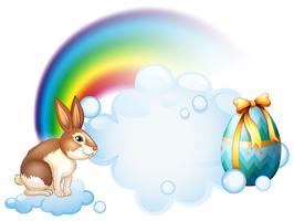 A rabbit and an egg near the rainbow vector