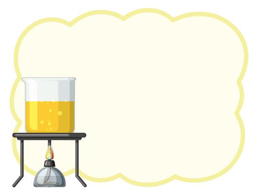 Border template with yellow liquid in beaker