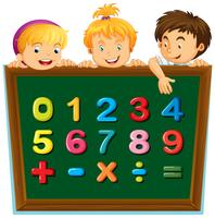 School kids and numbers on board vector