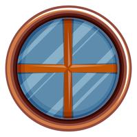 Round window with wooden frame vector