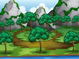 Trees and moutains vector