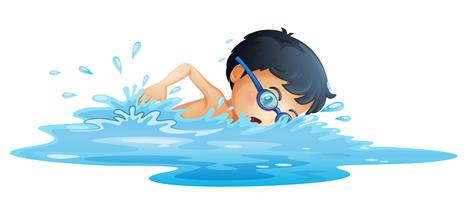Un niño nadando vector