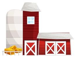 Barn with two silo towers vector