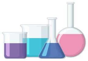 Different sizes of beakers with liquid vector