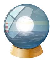 A sea with a fullmoon inside the dome vector