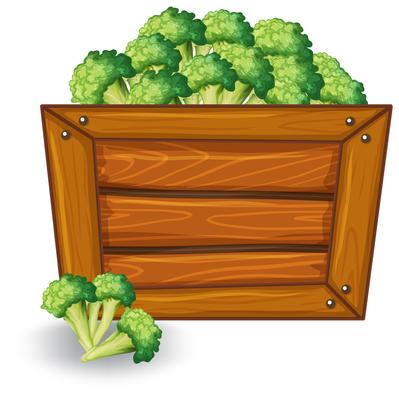 Broccoli on wooden banner