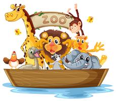 A boat full of animals vector