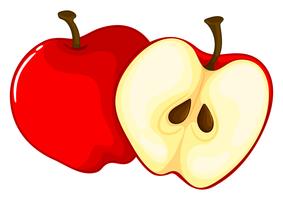 Manzana roja cortada por la mitad