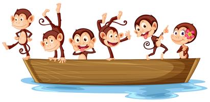 Monkeys and boat vector