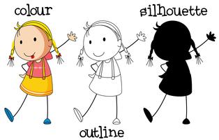 A set of girl with different graphic design vector