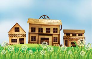 A set of wooden houses vector