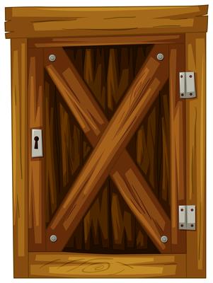 Wooden door on white background