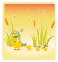 duck and ducklings vector