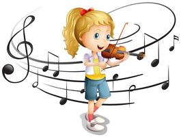 Little girl plays violin vector