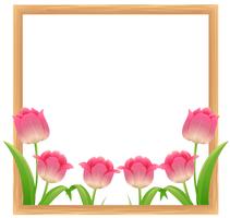 Frame template with pink tulip flowers vector