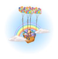 Easter eggs carried by a group of hot air balloons vector