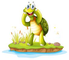 A smiling turtle in an island vector