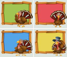 Frame designs with turkeys vector