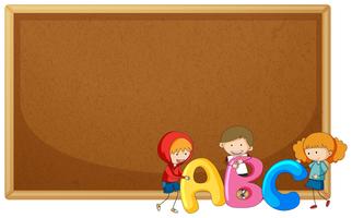 Kids holding ABC on corkboard vector