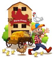 Farmer and barn vector