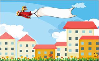 A plane above the houses with an empty banner vector