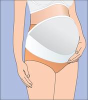 Linda banda de ropa interior para mujeres embarazadas para vientre de apoyo. Vendaje vector