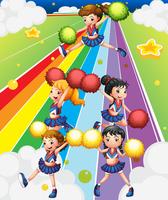 A cheering squad at the colorful street vector