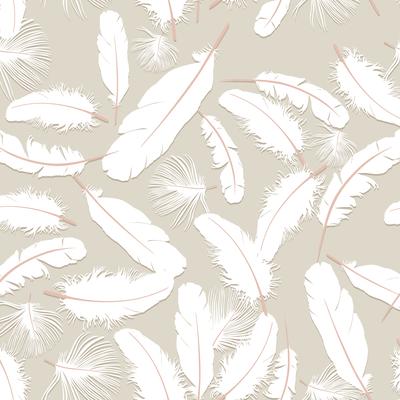 Feather pattern. White feathers on gray background. natural pillow seamless texture.