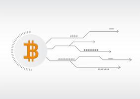 Resumen tecnología de bitcoin crypto moneda blockchain tecnología fondo ilustración vector