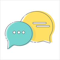 Colorful comment speech bubble thin line icon on white background;