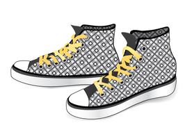 Sneakers isolated. Patterned fabric fashion sport shoes vector