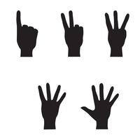 Hands set. Hand count geture silhouette isolated