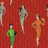 Vintage dressed girl 1920's style. Retro fashion party seamless pattern. vector