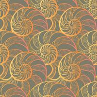Abstract spiral seamless pattern. Wave nautilus marine background vector