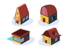 Isometric House with Brown Roof vector