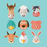 Cara de conjunto de granja de animales vector