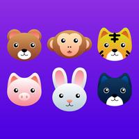 Cute Animal Heads Element Set Illustration vector