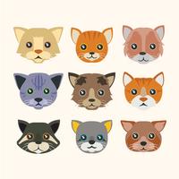 Colección de caras de gato graciosas lindas vector