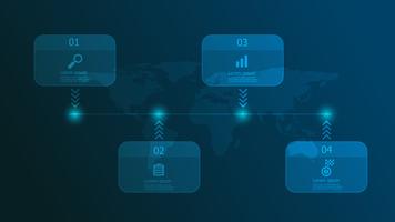 Infografía de línea de tiempo horizontal 4 pasos. vector