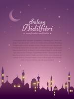 Ramadan background with silhouette mosque vector