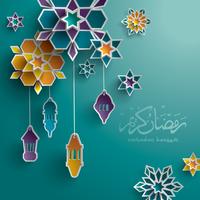 Ramadan paper graphic greeting card vector