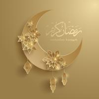 Paper graphic of islamic crescent moon vector