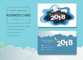 2018 happy new year business name card design template. vector